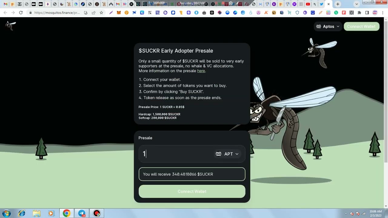 1000x SUCKR token Mosquitos Finance Pre Sale is LIVE -  DEX allowing staking LP tokens on 