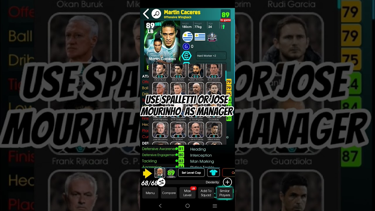 How to Make Martin Caceres🇺🇾107 in CB Position in Efootball