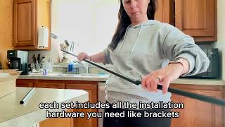 2 Pack Black Curtain Rods for windows 66 to 120 inch, 5/8 inch Splicing Heavy Duty Metal Curtain