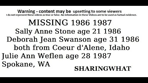 Missing Sally Anne Stone Julie Ann Weflen Deborah ...