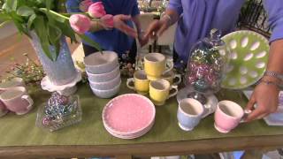 Set of 4 Swiss Dot Plates, Bowls or Mugs by Valerie on QVC