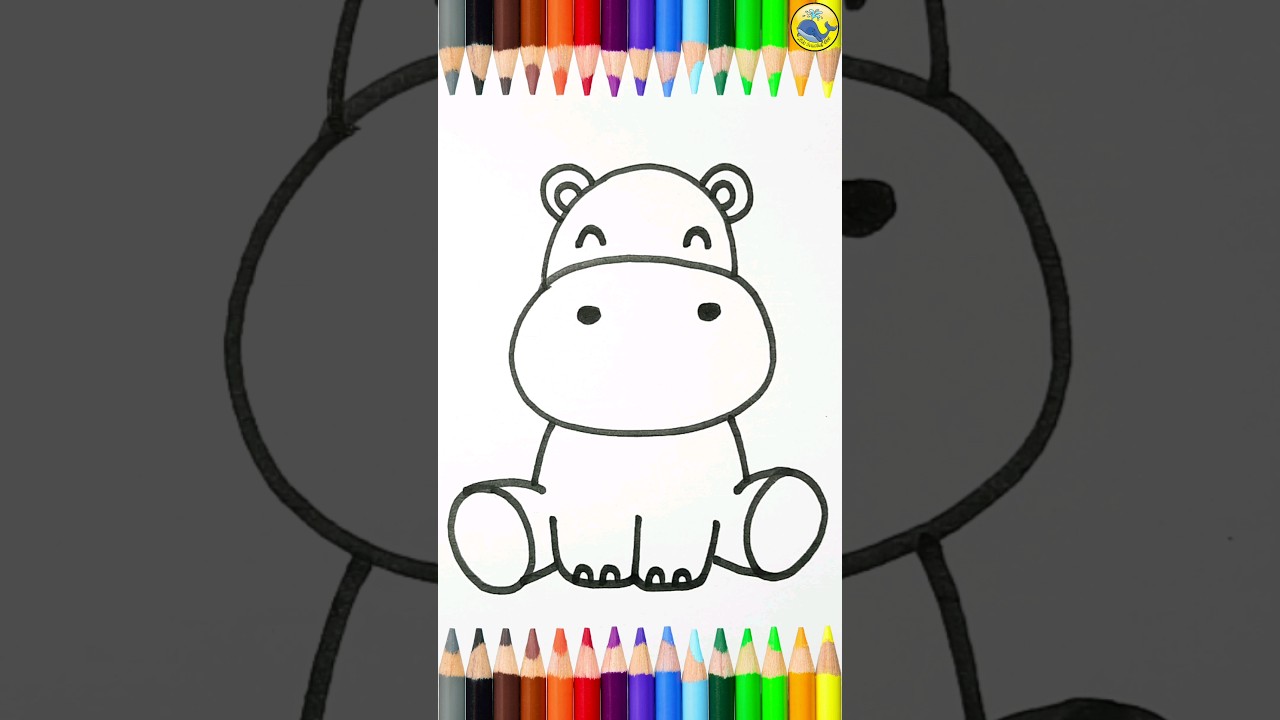 Very Easy Hippo Drawing Shorts | Kids Drawing Hub | 