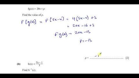 0580/21/M/J/20 (IGCSE) Paper 21 CAIE Q14 Functions, Composite, Inverse