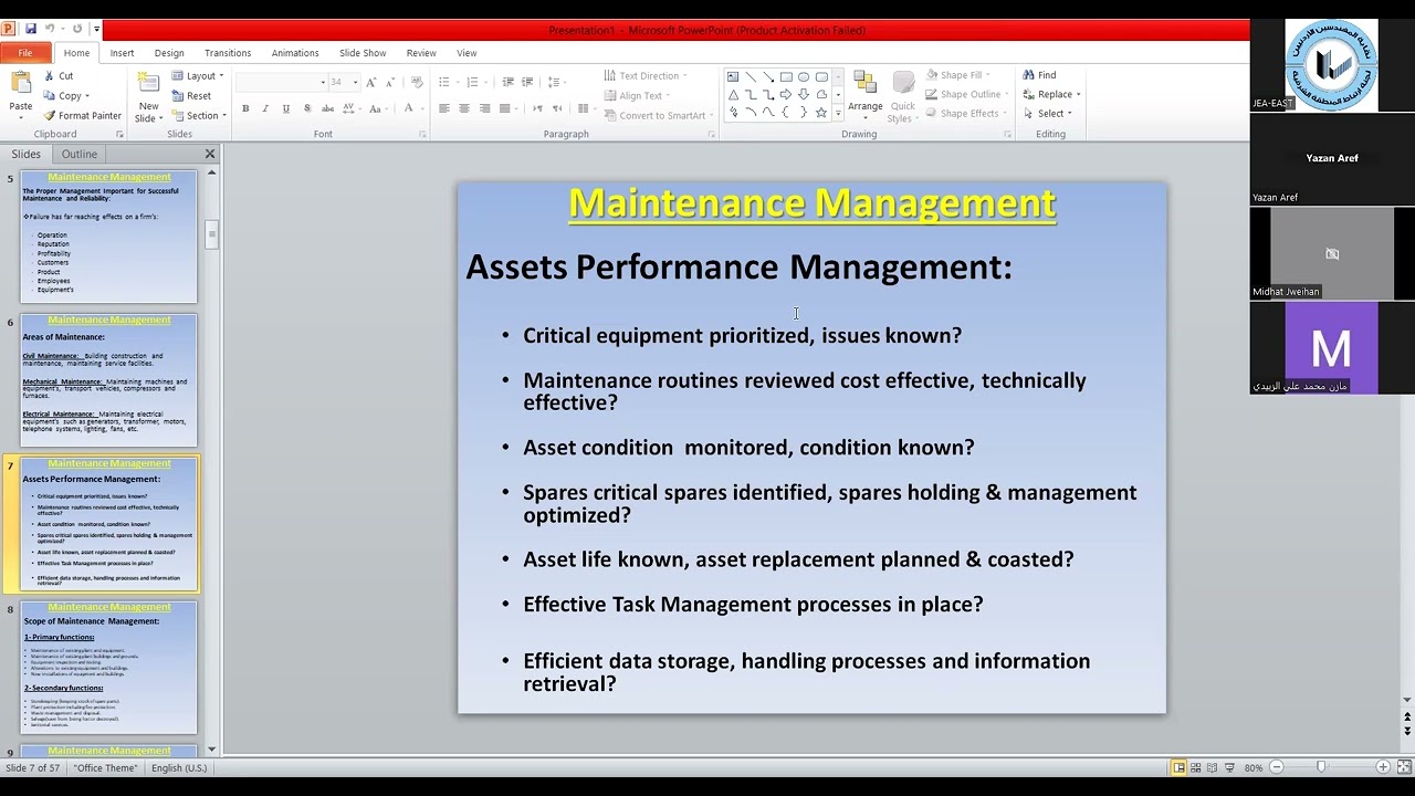 منهجيات وأساليب الصيانة الحديثة