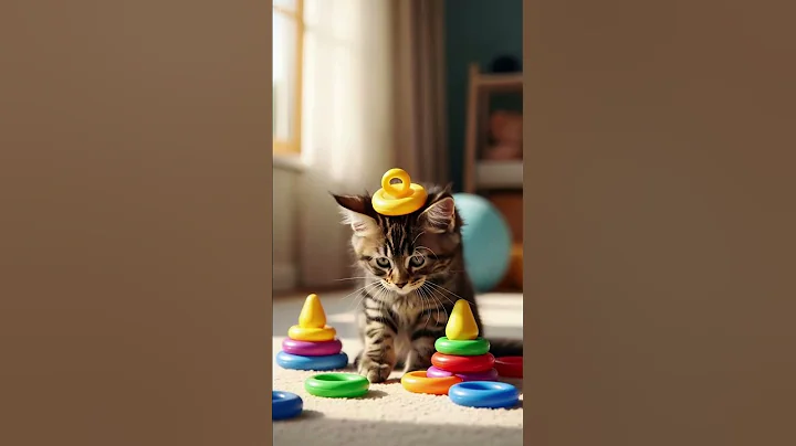 Watch the video about Little King of the Playroom 👑 | Cute Maine Coon kitten wears a toy ring as a crown #shorts #kitten