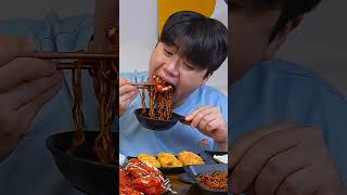 Korean Fire Noodles Eating Sound 🥵 #shorts