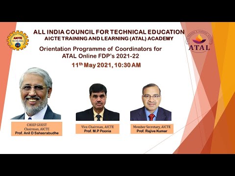 Orientation Program of Coordinators for ATAL online FDP's 2021-22 #ATAL #AICTE #EDUCATION #FDP #2021