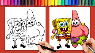 How to Draw Patrick Star Hugging SpongeBob: Best Friends Forever! screenshot 4