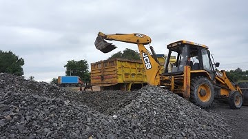 JCB loading crusher stones on Ashok Leyland tipper Truck | JCB working video