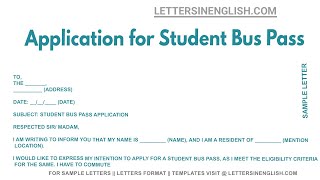 Application For Student Bus Pass - Sample Application for Requesting for Student Bus Pass