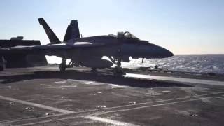 F\/A-18 Catapult Launch on the USS Nimitz