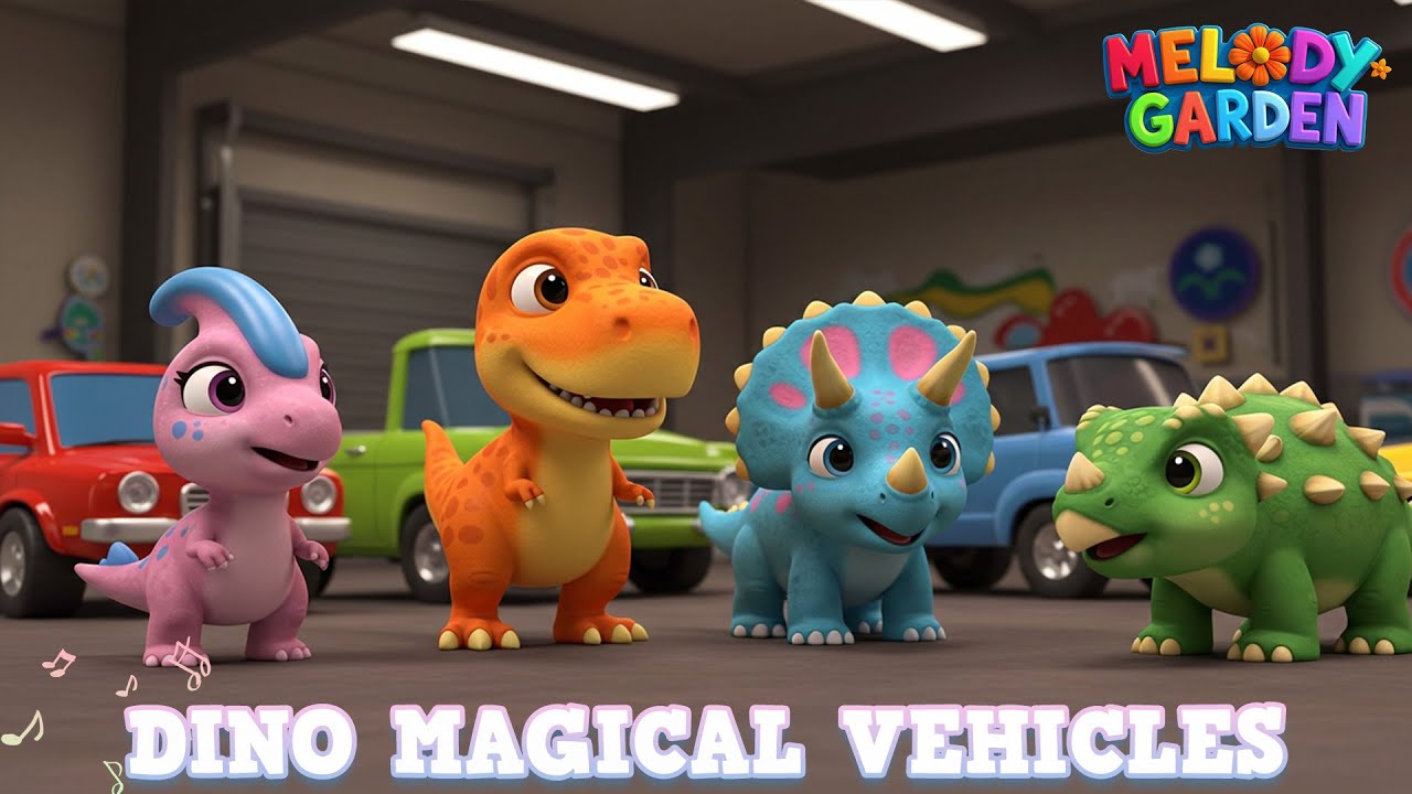 Dino Magical Vehicles - Nursery Rhymes & Kids Songs - Melody Garden