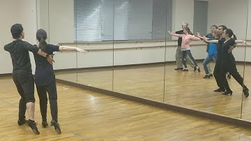 Bronze American smooth Tango class 2: Connection for shadow position, basic, corte, and promenade