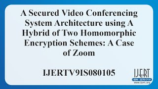 A Secured Video Conferencing System Architecture Using A Hybrid Of Two Homomorphic Encryption.......