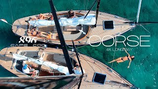 Cape Cod 896 en Corse, régate et farniente , surveillé par un Long Bay  à moteur I Rosewest Chantier