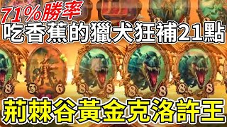 《爐石OTK》71%勝率！吃香蕉的獵犬大補21點！荊棘谷黃金克洛許王—傳說音樂祭