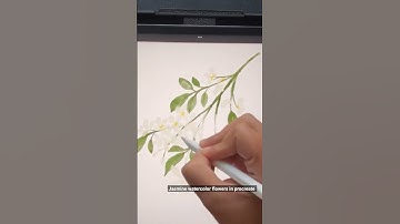 Jasmine watercolor flowers in procreate #shorts