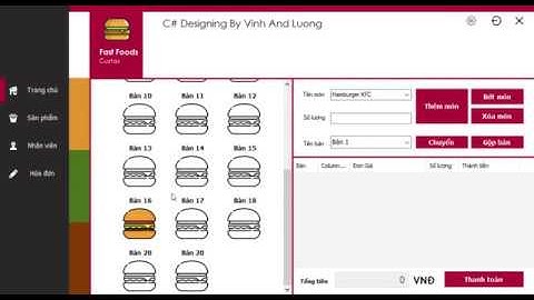 Demo phầm mềm quản lí cửa hàng bán đồ ăn nhanh
