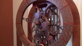 This is my first wooden gear clock. It was designed by Clayton Boyer. It is constructed from about a dozen different exotic ...