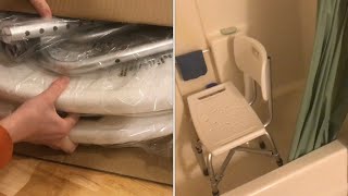 how to ASSEMBLE  freestanding “shower chair” (drive medical) review
