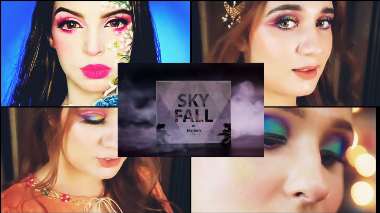 Merium pervaiz cosmetics reviews Sky Fall pallette complete review by hunaina rasool merium pervaiz