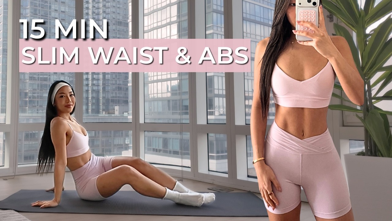 15 MIN Slim & Tiny Waist Abs Workout | Flat Stomach Pilates - no equipment