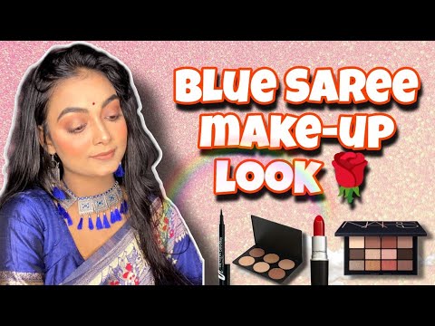 Blue saree make-up look 🌹✨🌈 //easy makeup tutorial💞 #makeup #blue #tutorial