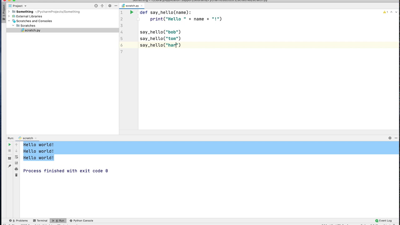 Writing Python functions in PyCharm - YouTube
