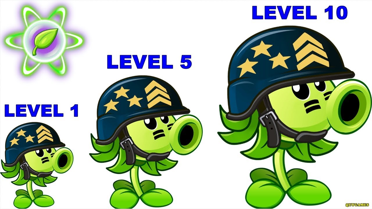 Plants vs Zombies 2: Mega Gatling Pea Level 1-5-10 Power-up: Gameplay ...