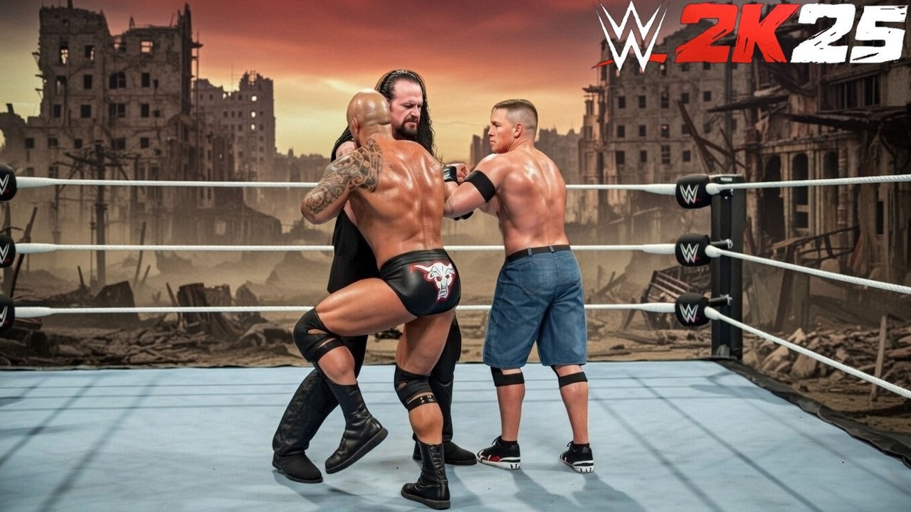 Triple Thread Match: Rock Vs Undertaker Vs Jon Cena WWE 2K25 PC Gameplay