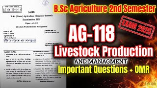 Livestock Production And Managment 2nd Semester Bsc Agriculture Honors | Previous Year Paper 2025 |