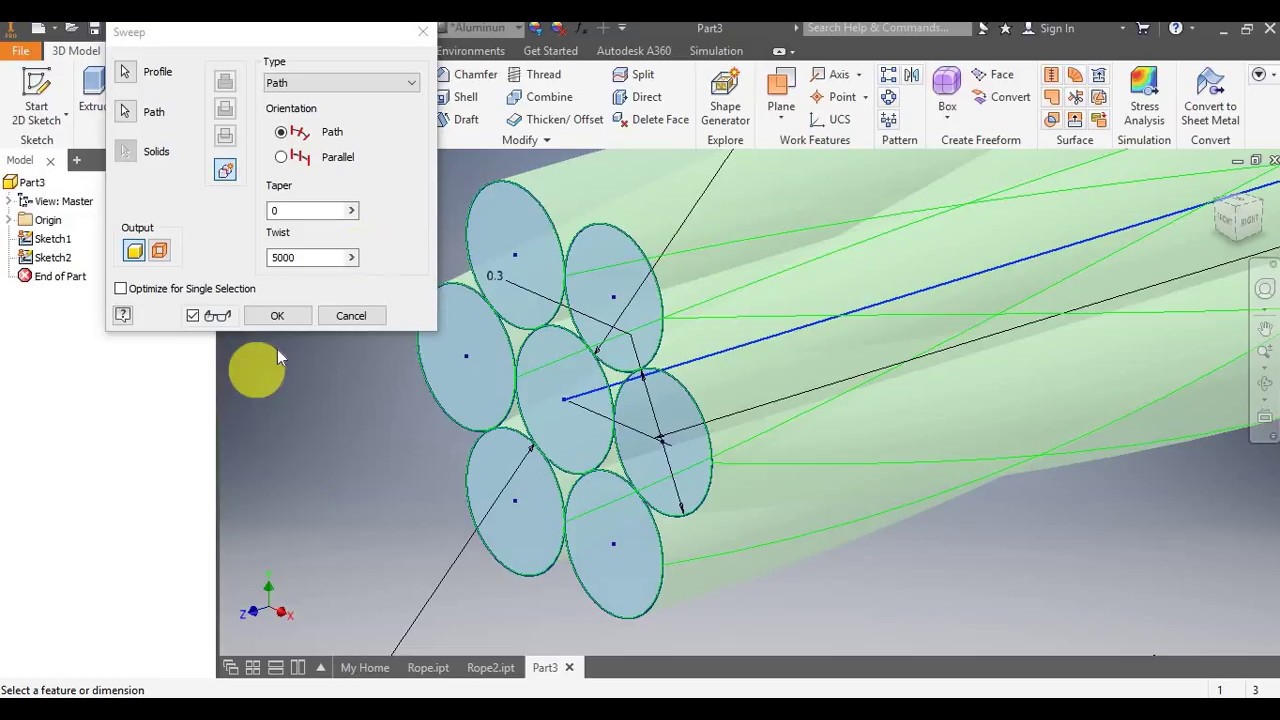 Inventor 2018 - Tutorial 18: Modelling A Wire Rope