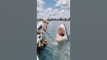 POV: A fisherman is surprised by this huge...Shark #fishing #deepseafishing #ai #pov #shark #scary