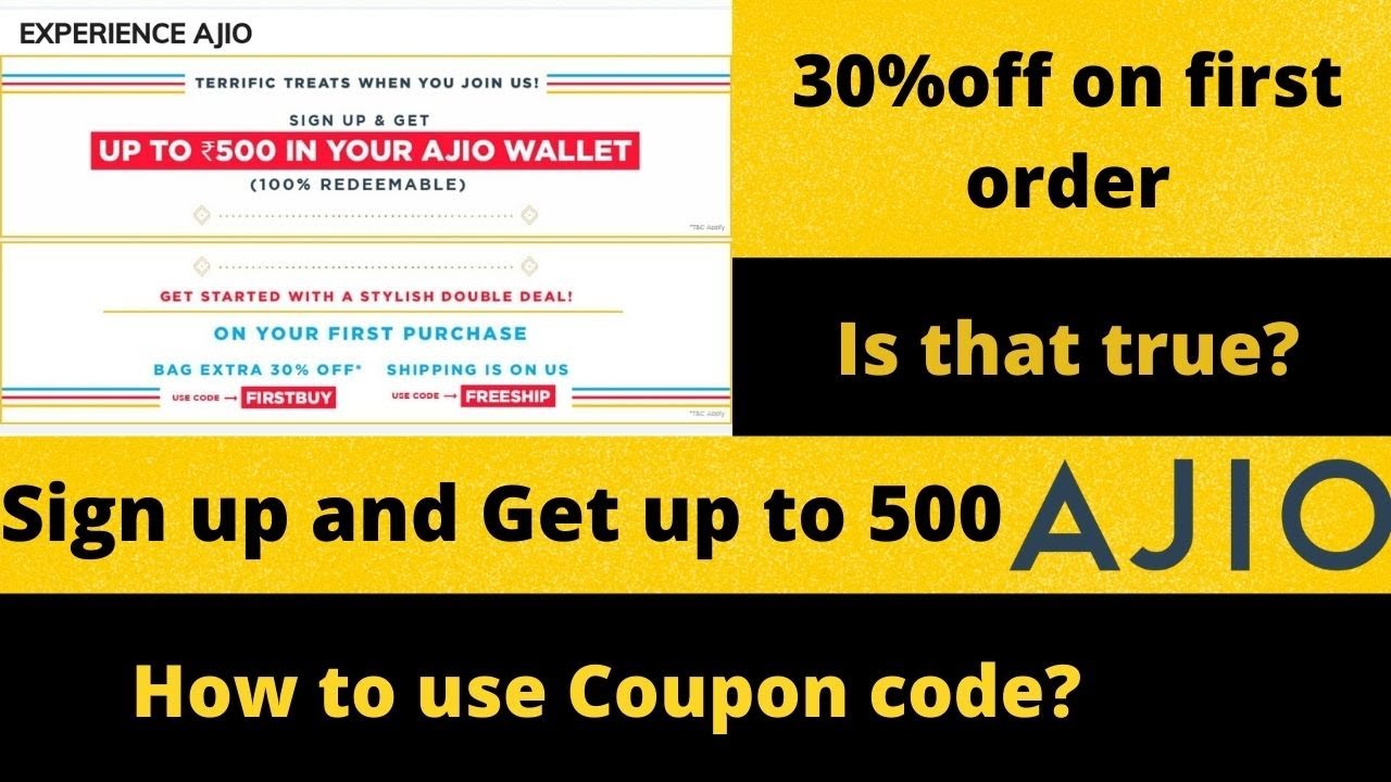 AJIO Sign up offer 500, 30%off on your First order on AJIO,com