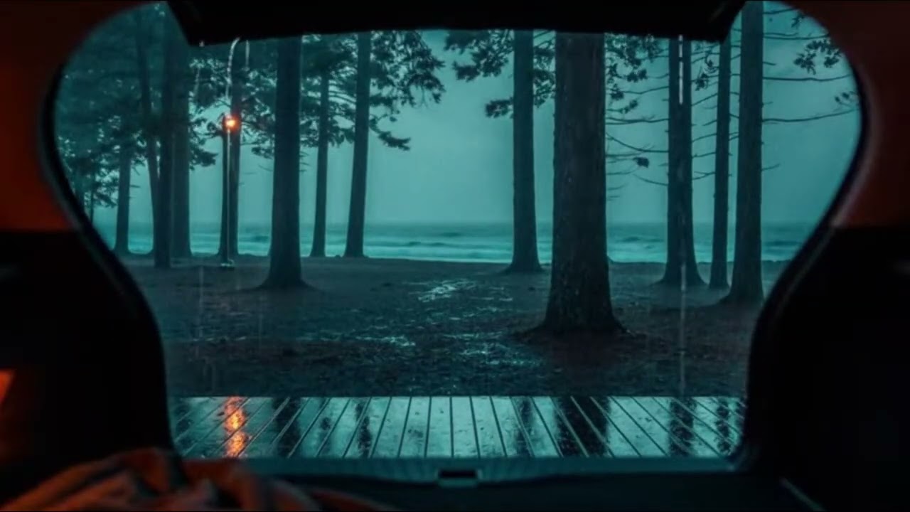 Rain Sound from an Open Car Trunk by the Forest Coast | 3 Hours | Where Sound Stays