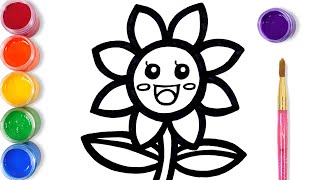 Lets Learn To Glitter Flower Drawing And Coloring For Kids Tobiart