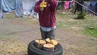 Splitting Wood With A Tire