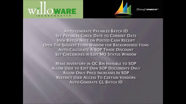 WilloWare Virtual Triggers for Microsoft Dynamics GP
