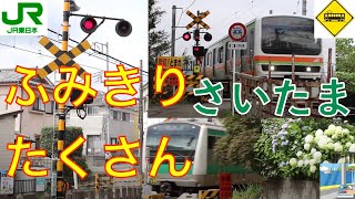 踏切たくさん　JR川越線　Japan Railway crossing JR Kawagoe LINE RAILWAY(Saitama japan)