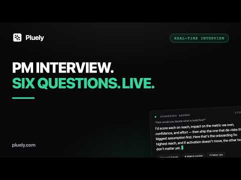 Pluely PM Interview Demo: Prioritization, Metrics, Saying No — Invisible AI Answers in Real Time