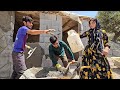 Working together for a new home: Bride, groom and friend teamwork