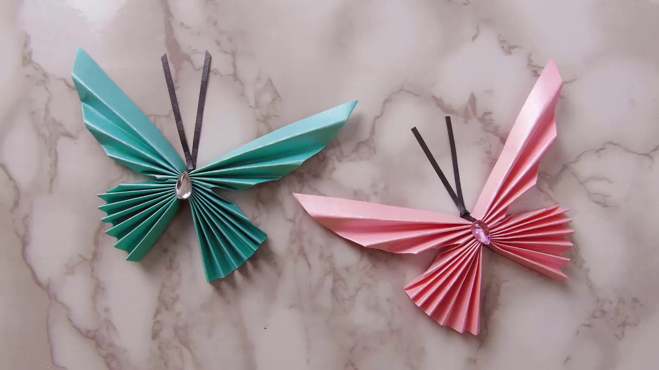 Origami paper butterfly. DIY butterfly. Easy papercraft idea. How to ...