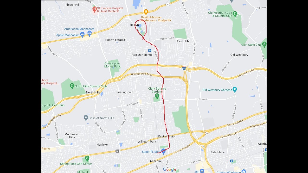 4K Drive from Mineola, NY to Roslyn, NY Quick tour around Historic Roslyn Village October 31