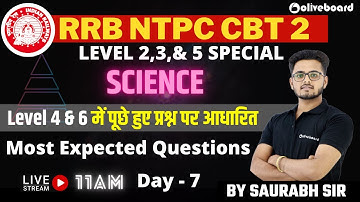 RRB NTPC CBT 2 | LEVEL 2,3,& 5 |Science | Most Expected Questions | Level 4 & 6 | Day - 7 | Saurabh