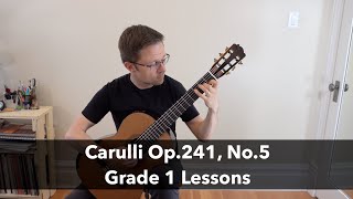 Video thumbnail of "Lesson: Andantino, Op.241, No.5 by Carulli - Grade 1 Classical Guitar"
