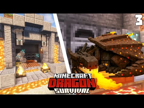 I'm building my FIRE CAVE for my Dragon! - MINECRAFT DRAGON SURVIVAL #3