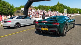 780HP Audi RS3 Sedan TTE855 vs. 1000HP Ferrari SF90 vs. 1000HP Jeep TrackHawk