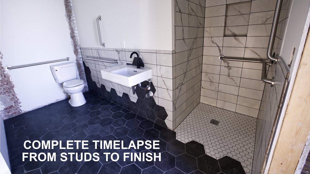 Start to Finish Bathroom Construction Timelapse Commercial Building