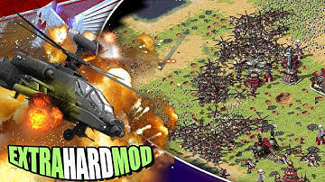 Red Alert 2 - No spies, Only Siege choppers against 7 Brutal Ai  - Extra Hard Mod