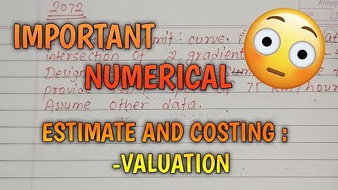 NUMERICAL FROM VALUATION 2079 || ESTIMATE || CALCULATION OF DEPRESSION AND COST @Er.dipesh186